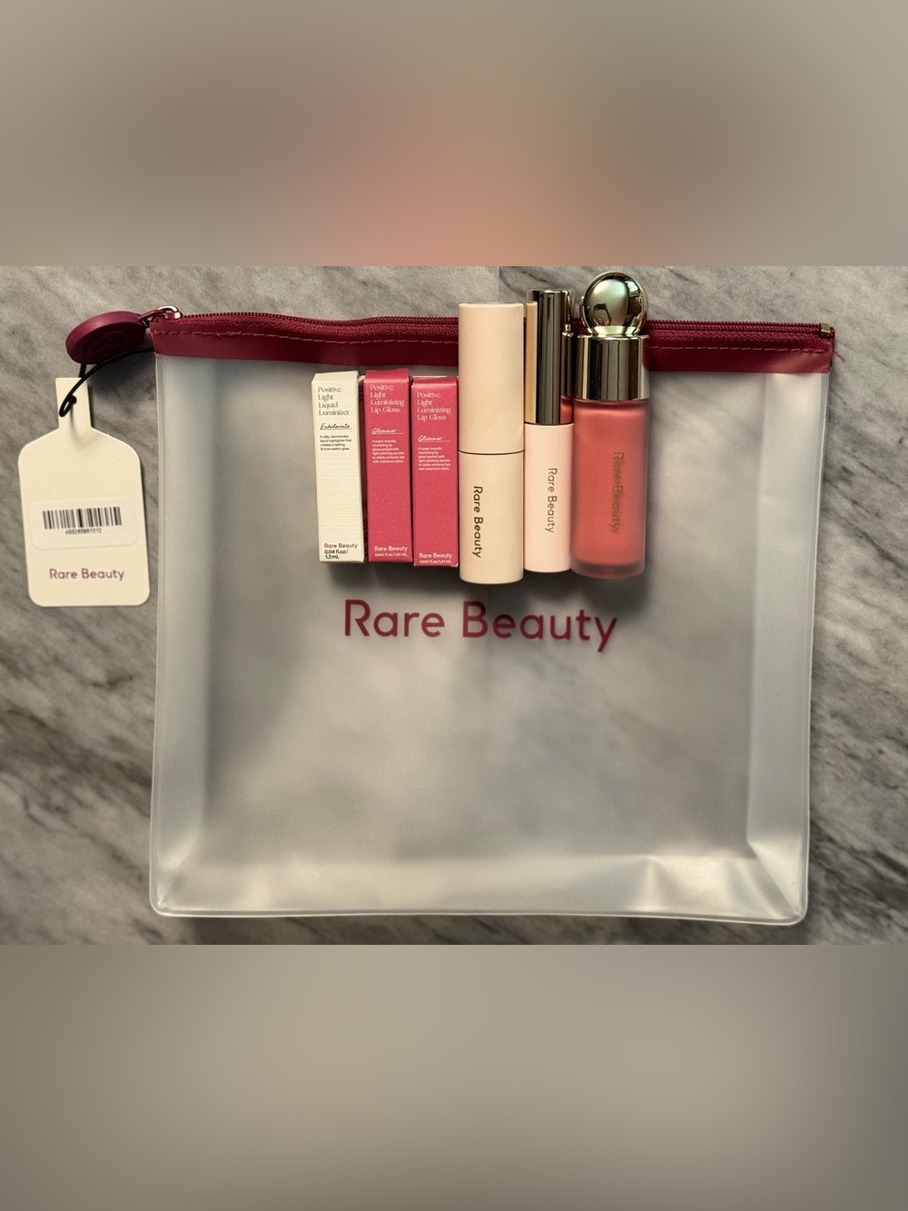 Rare Beauty Bundle ~ Bag, Soft Pinch Blush, Mascara, Flexible Lifting Gel, Gloss